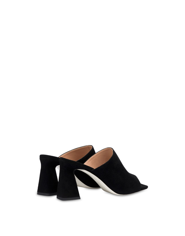 Pollini Mules Con Tacco In Camoscio Nina Nero In Saldo