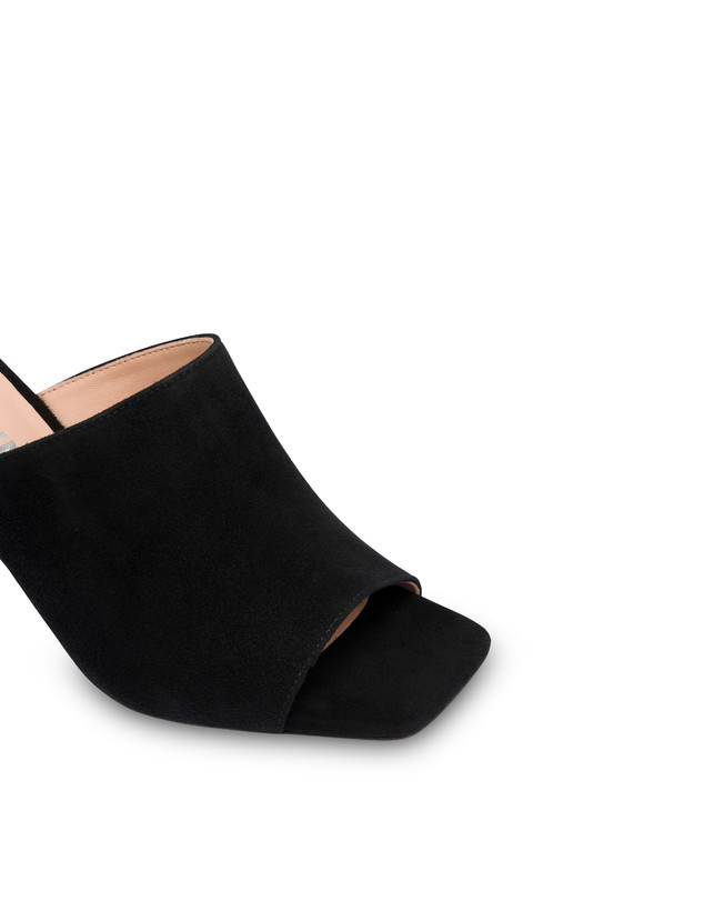 Pollini Mules Con Tacco In Camoscio Nina Nero In Saldo