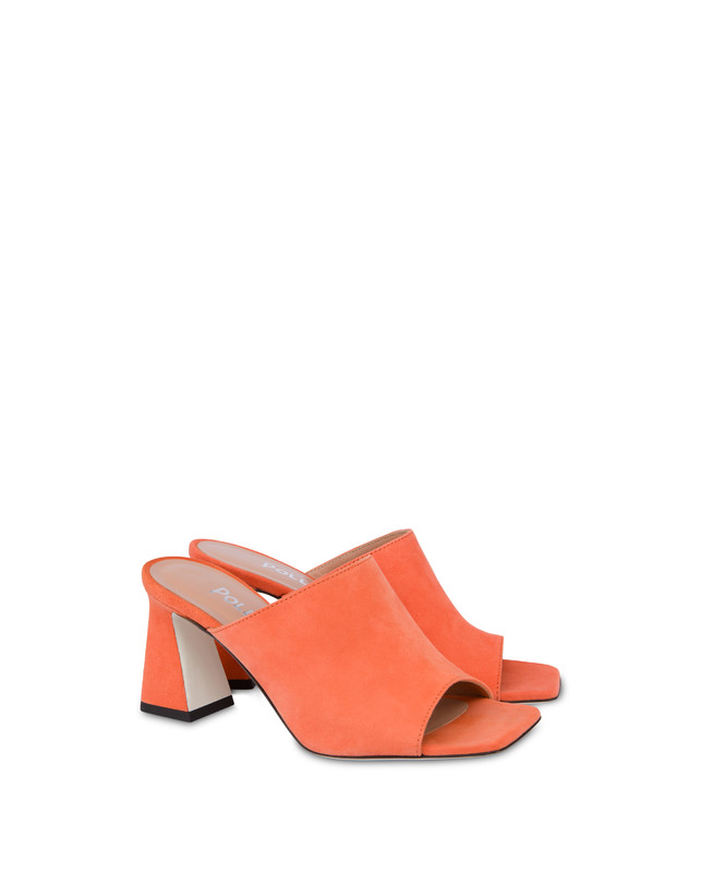 Pollini Mules Con Tacco In Camoscio Nina Coral Nuova