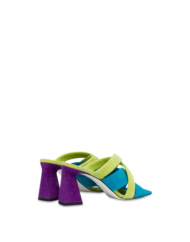 Pollini Mules In Camoscio Colour Explosion Pool/apple/iris Moda