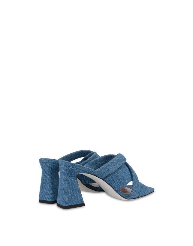Pollini Mules Con Tacco In Tessuto Denim Denim 2025