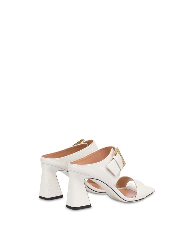 Pollini Sandali In Vitello Bottalato Con Fibbia Ethos Bianco Italy