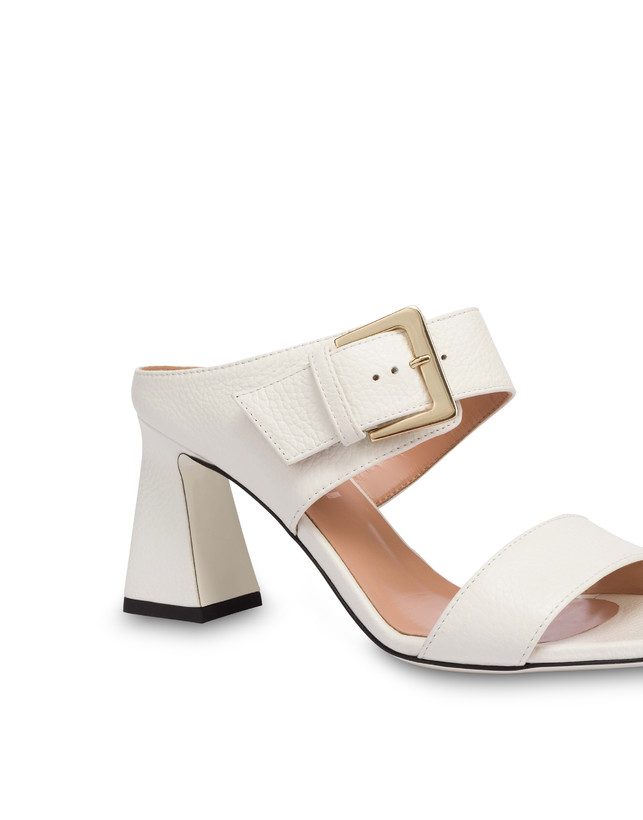 Pollini Sandali In Vitello Bottalato Con Fibbia Ethos Bianco Italy
