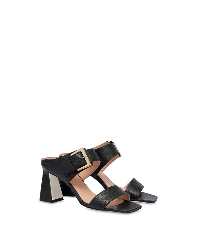 Pollini Sandali In Vitello Bottalato Con Fibbia Ethos Nero Italia