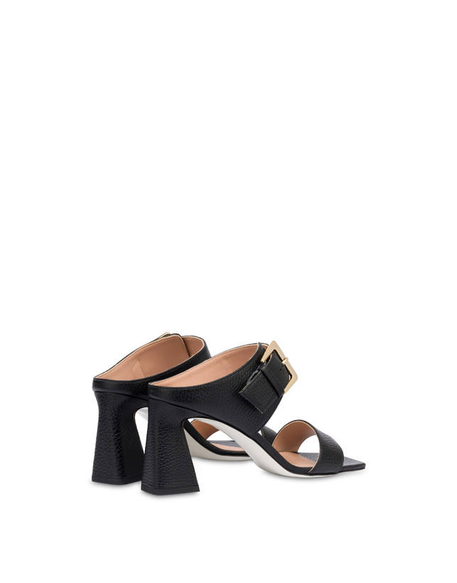 Pollini Sandali In Vitello Bottalato Con Fibbia Ethos Nero Italia