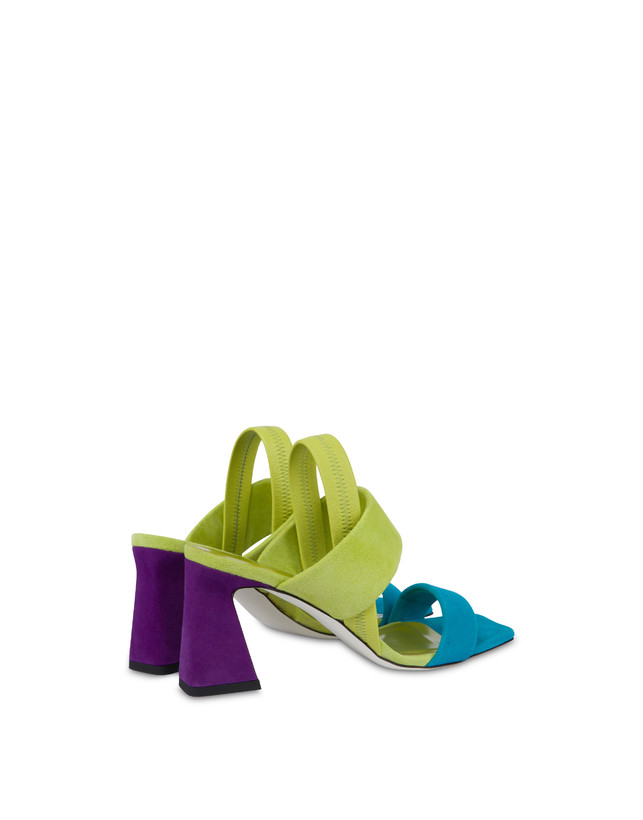 Pollini Sandali In Camoscio Color Explosion Pool/apple/iris In Linea