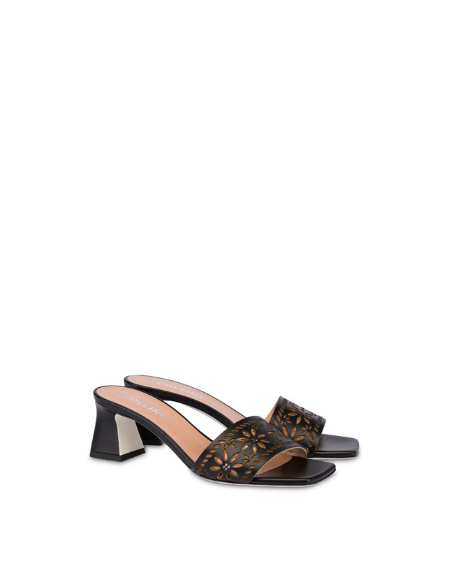 Pollini Sandali In Vitello Laserato Desert Rose Nero Offerta per la Festa della Mamma