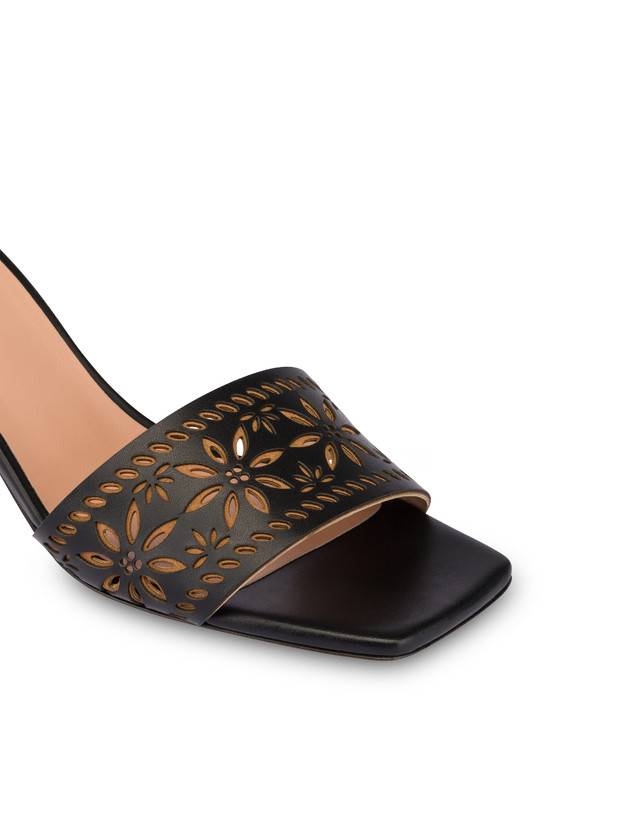 Pollini Sandali In Vitello Laserato Desert Rose Nero Offerta per la Festa della Mamma