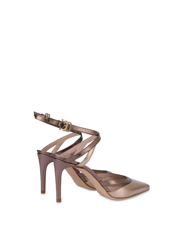 Pollini Sandali In Nappa Laminata Glam Sabbia/toffee Soddisfazione Garantita