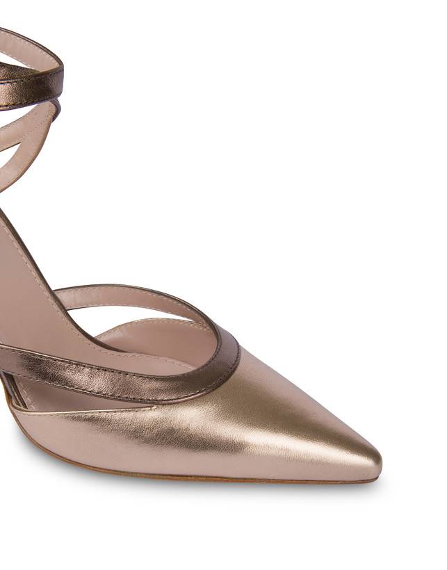 Pollini Sandali In Nappa Laminata Glam Sabbia/toffee Soddisfazione Garantita
