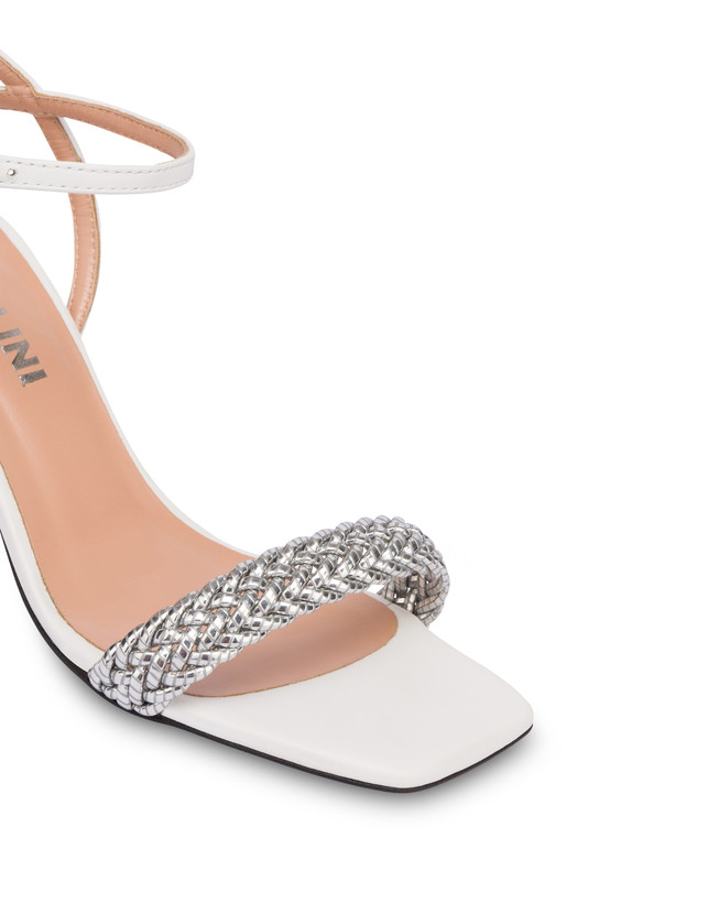 Pollini Sandali In Vitello E Specchio Laminato Italian Savoir Faire Argento/bianco Fino Al -60%