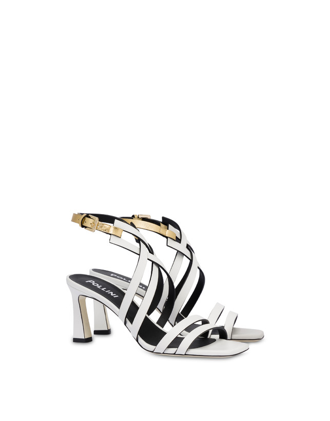 Pollini Sandali In Vitello E Nappa Laminata Incontri Bianco/oro Shopping Online