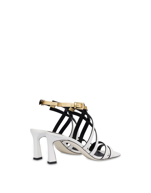 Pollini Sandali In Vitello E Nappa Laminata Incontri Bianco/oro Shopping Online