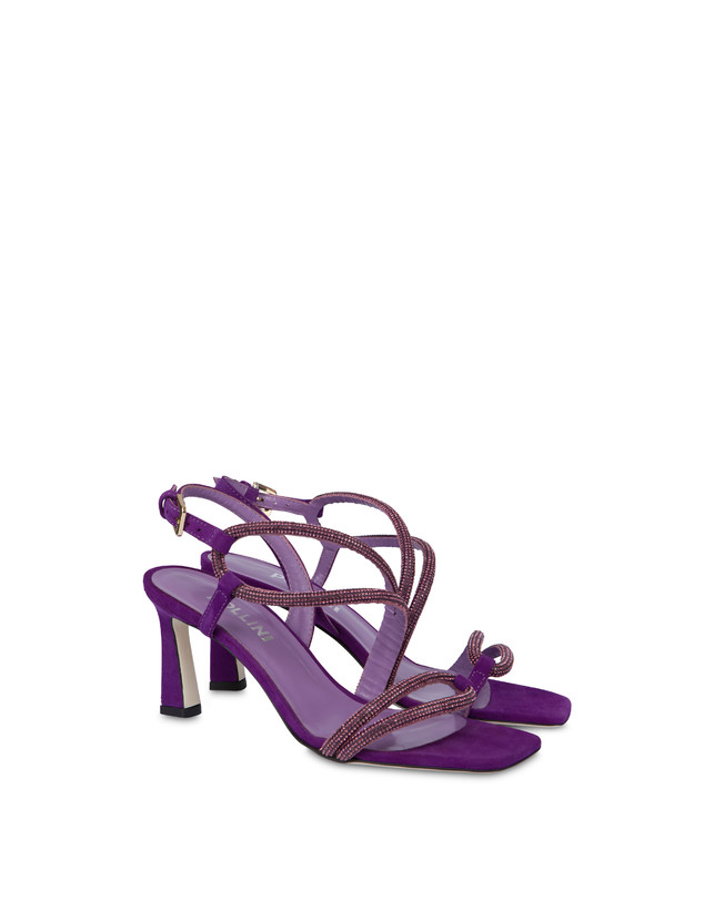 Pollini Sandali In Camoscio Con Strass Bling Bling Iris Prezzo Ridotto
