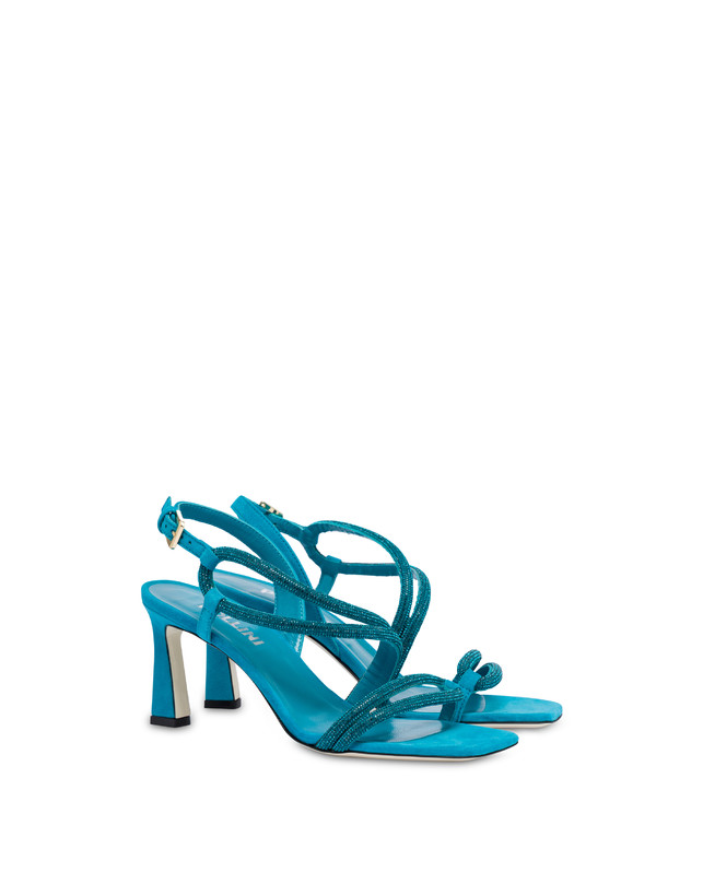 Pollini Sandali In Camoscio Con Strass Bling Bling Pool Sottocosto