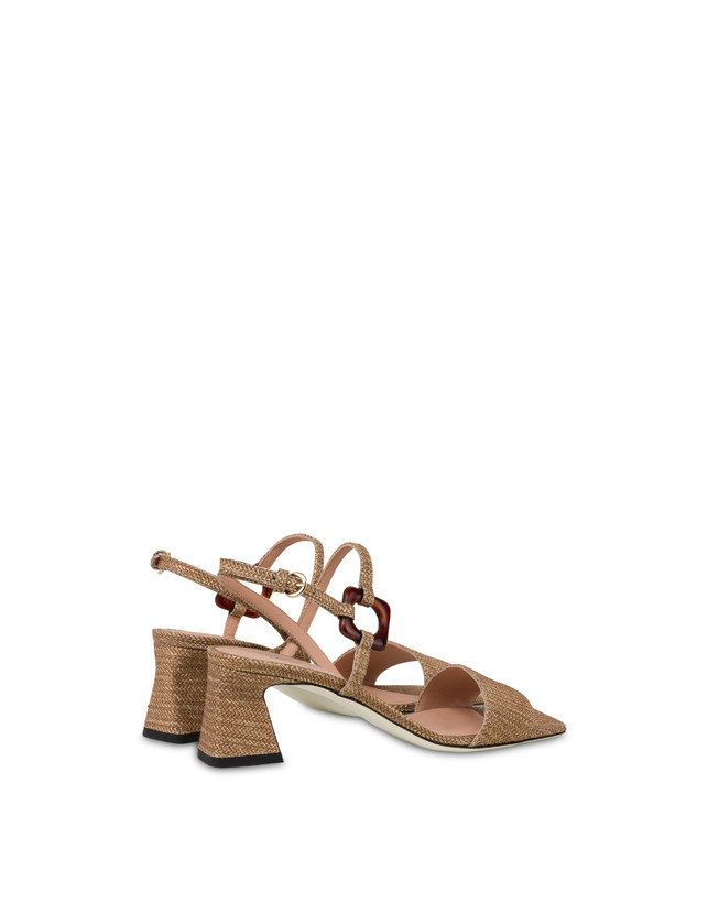 Pollini Sandali In Vitello Stampa Intreccio Between The Lines Wood-oro Economico