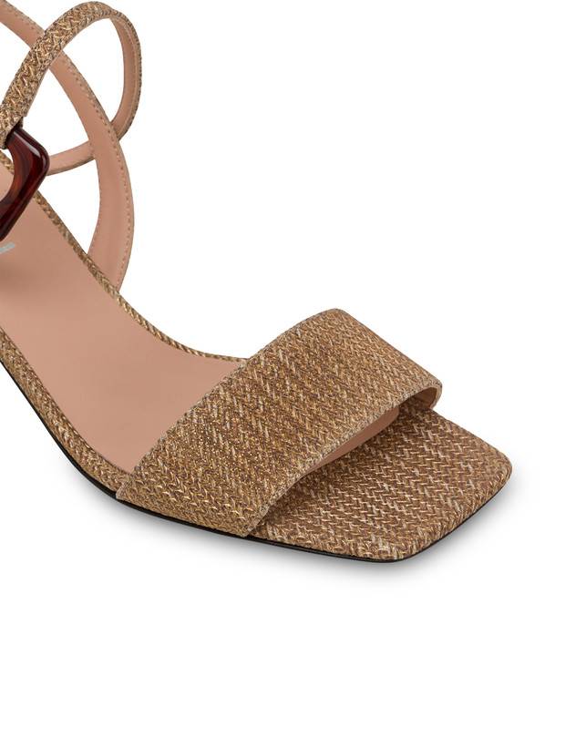 Pollini Sandali In Vitello Stampa Intreccio Between The Lines Wood-oro Economico
