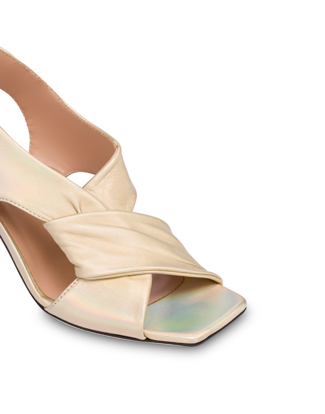 Pollini Sandali In Nappa Iridescente Oasis Sabbia Vendita Economica