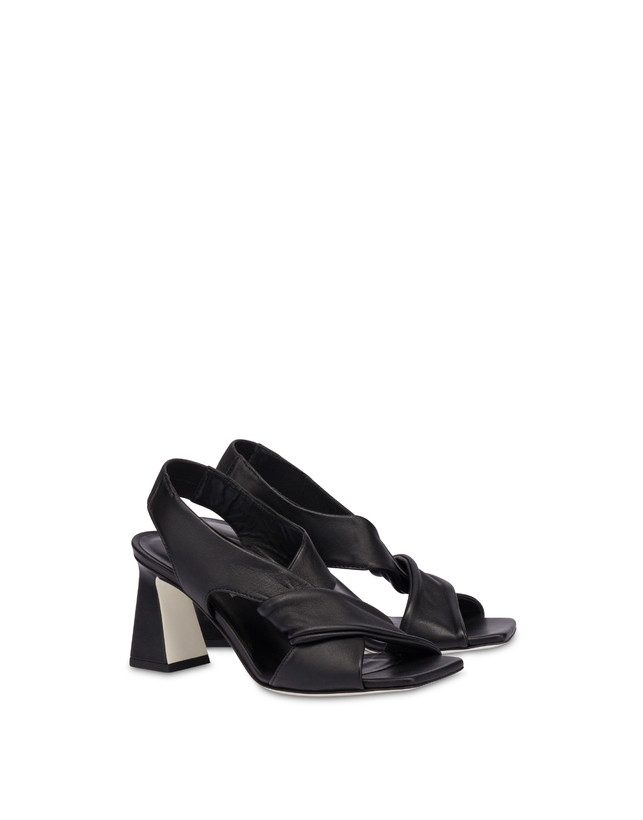 Pollini Sandali In Nappa Oasis Nero Saldi Di Fabbrica
