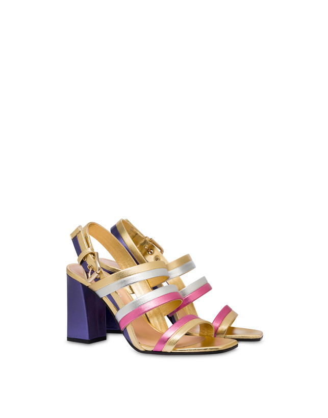 Pollini Sandali In Nappa Laminata Rainbow Oro/peonia/argento/iris Negozio