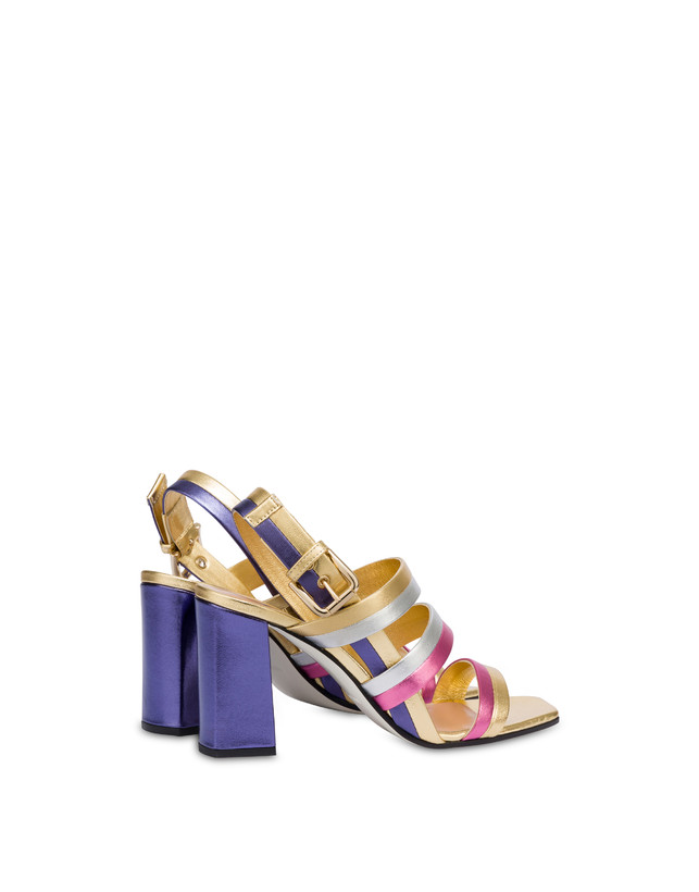 Pollini Sandali In Nappa Laminata Rainbow Oro/peonia/argento/iris Negozio