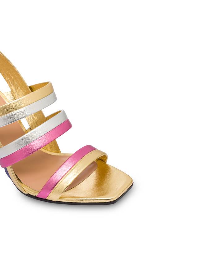 Pollini Sandali In Nappa Laminata Rainbow Oro/peonia/argento/iris Negozio