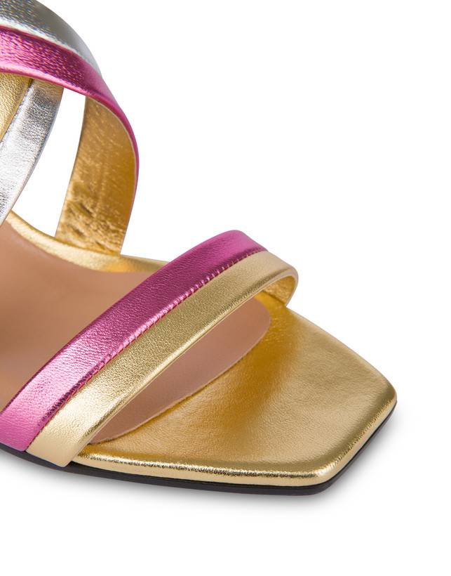 Pollini Sandali In Nappa Laminata Rainbow Oro/peonia/argento/iris In Saldo