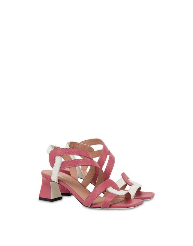 Pollini Sandali In Vitello Bicolore Interlock Peonia/bianco 2025