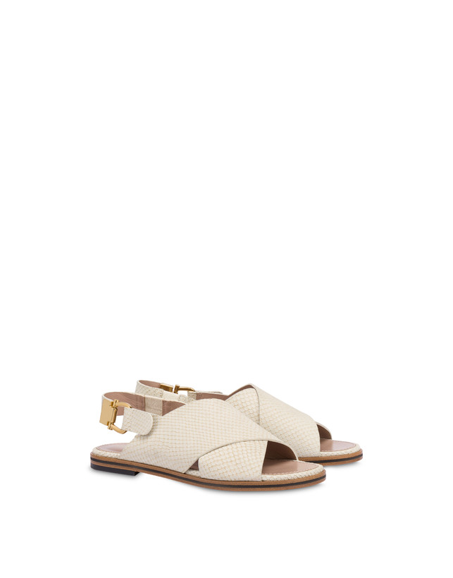 Pollini Sandali Flatform In Nabuk Synthesis Gesso In Linea