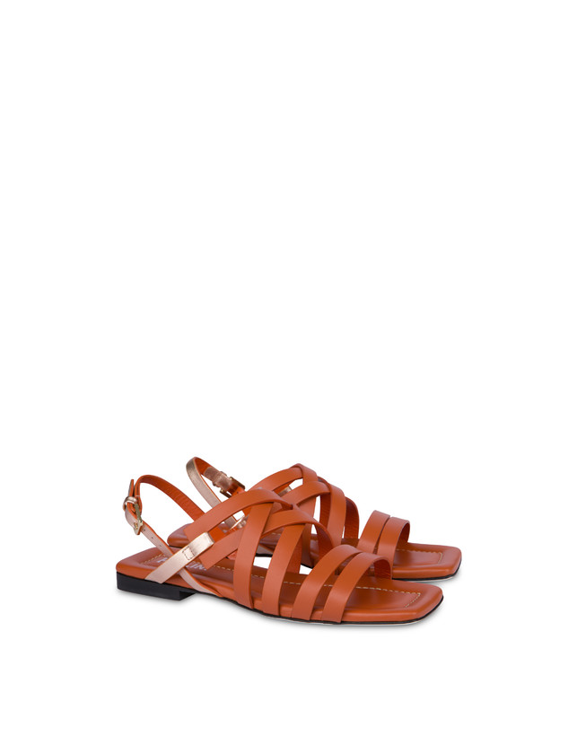 Pollini Sandali Flat Incontri Wood/rame Qualità Garantita