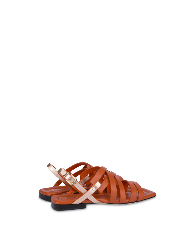 Pollini Sandali Flat Incontri Wood/rame Qualità Garantita