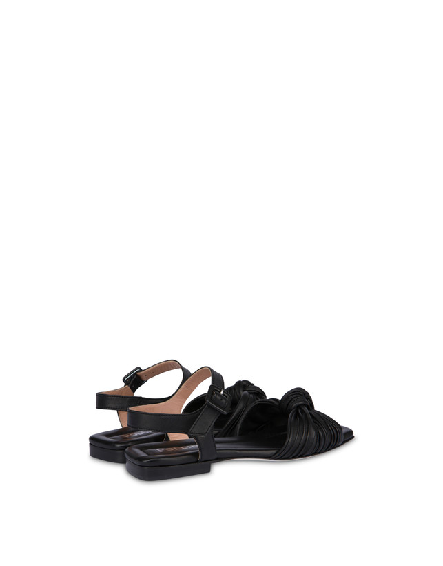 Pollini Sandali Flat In Nappa Sailor Knot Nero Fino Al -60%