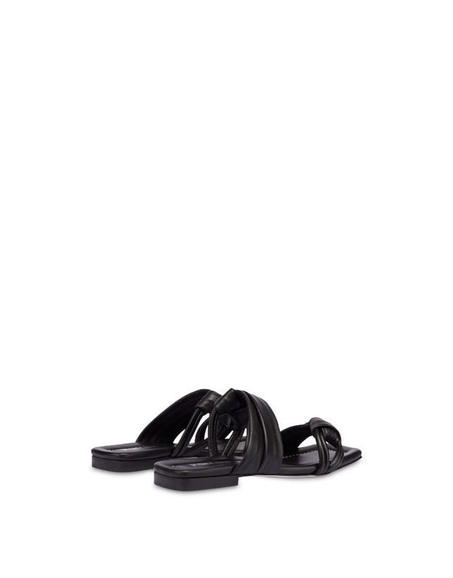 Pollini Sandali Flat In Nappa Lady Tie Nero Sottocosto