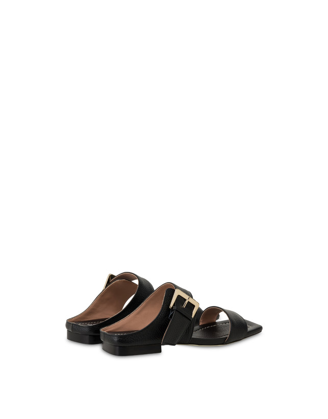 Pollini Sandali Flat In Vitello Bottalato Ethos Nero Convenienza