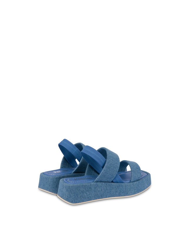 Pollini Sandali Flatform In Tessuto Denim Denim Presa