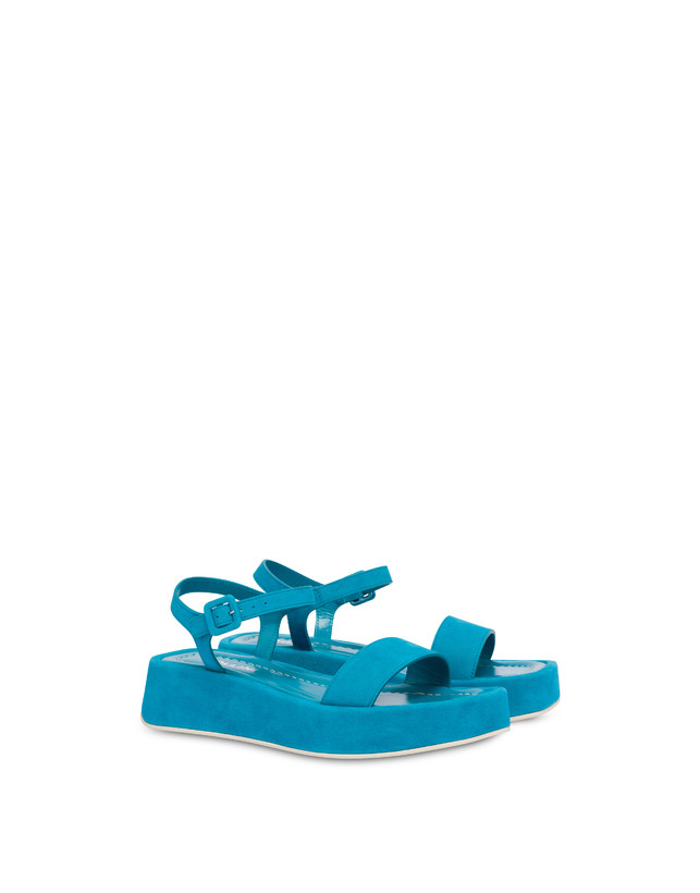 Pollini Sandali Flatform In Camoscio Seventy Pool Sconto