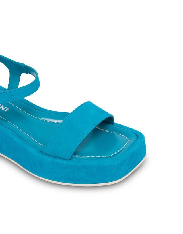 Pollini Sandali Flatform In Camoscio Seventy Pool Sconto