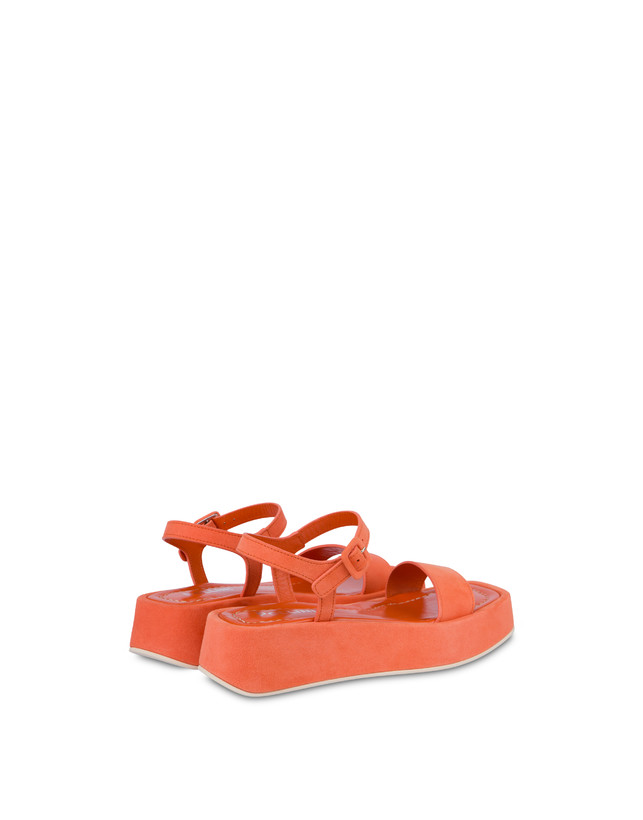 Pollini Sandali Flatform In Camoscio Seventy Coral Offerta