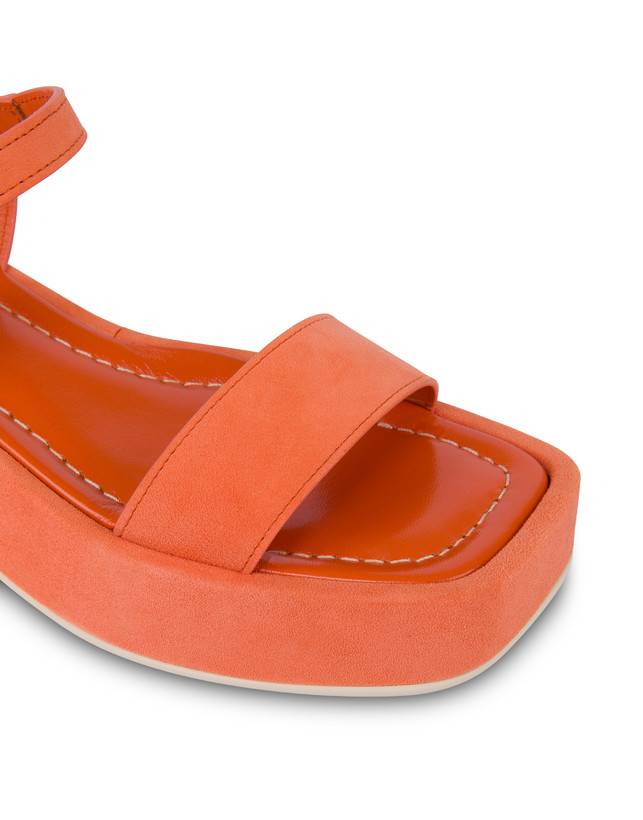 Pollini Sandali Flatform In Camoscio Seventy Coral Offerta