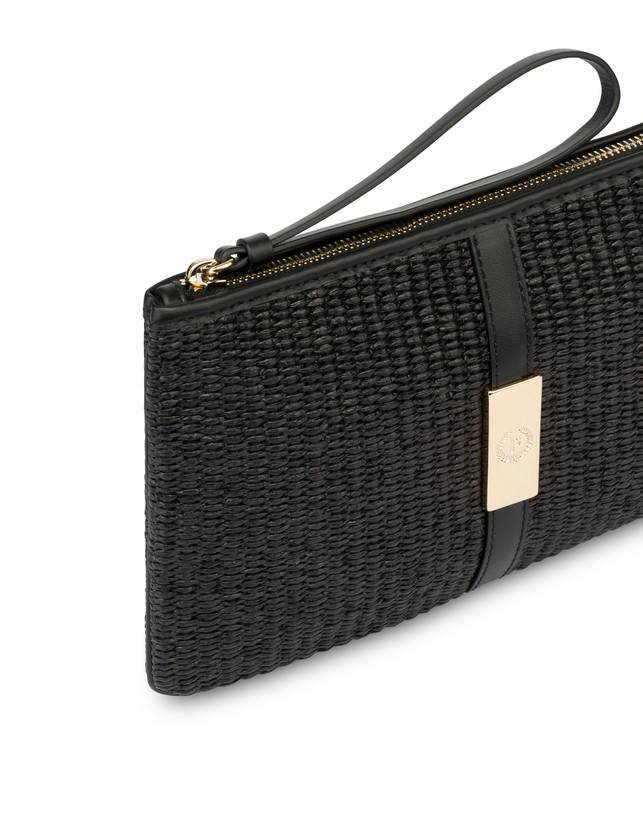 Pollini Pochette In Paglia Essence Nero Saldi