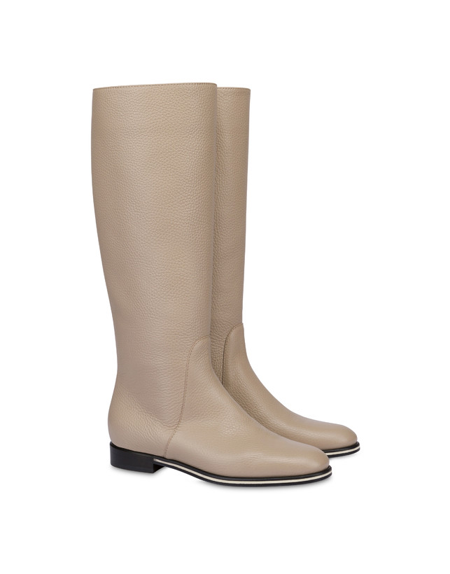 Pollini Stivale Flat In Vitello Core Avorio 2025