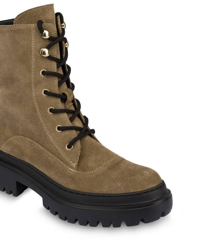 Pollini Combat Boot In Crosta Winter Step Sabbia Italia