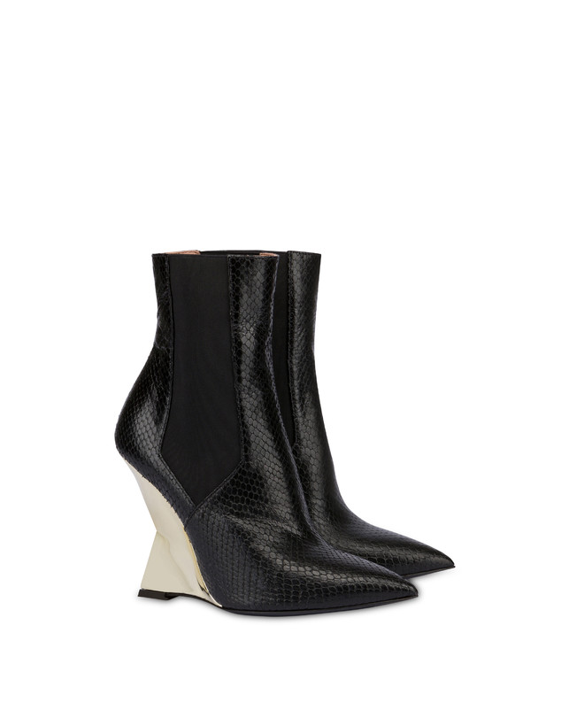 Pollini Beatles In Capra Stampa Pitone Extravagance Nero/platino Pezzi Unici