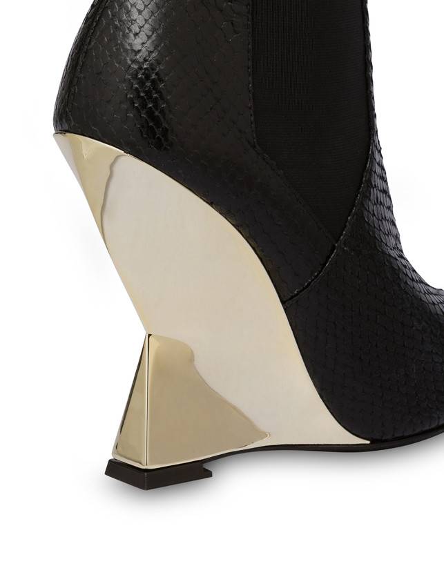 Pollini Beatles In Capra Stampa Pitone Extravagance Nero/platino Pezzi Unici