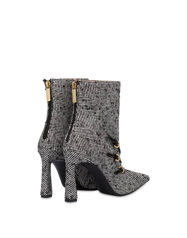 Pollini Stivaletti In Tessuto Spigato Bi-buckle Bianco-nero/nero Qualità Garantita