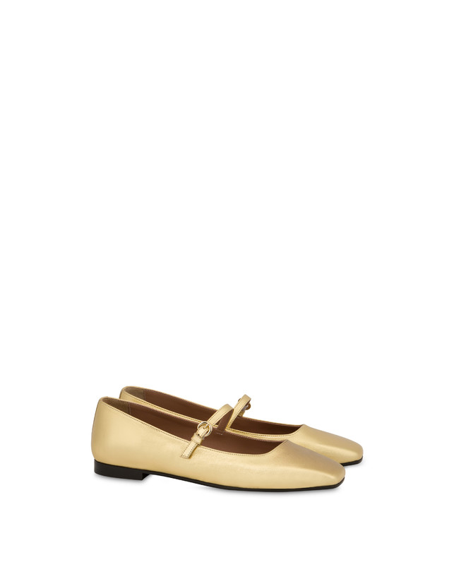 Pollini Ballerine In Nappa Laminata Nina Oro Fino Al -60%