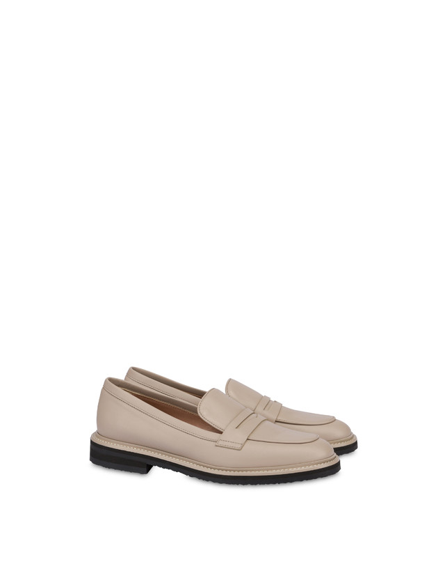 Pollini Mocassini In Vitello Artisan Touch Sabbia/sabbia Presa