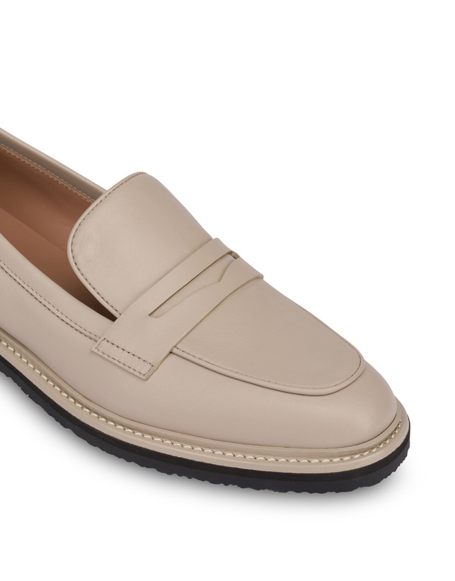 Pollini Mocassini In Vitello Artisan Touch Sabbia/sabbia Presa