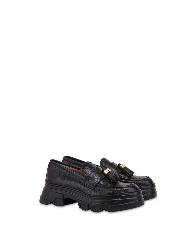Pollini Mocassini In Vitello Stampa Alce Lady Brave Nero Sconto