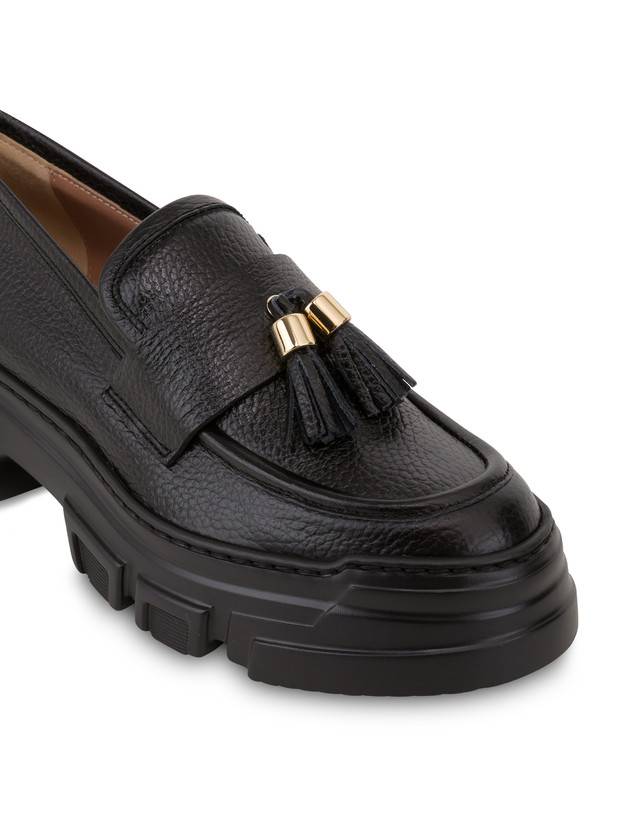 Pollini Mocassini In Vitello Stampa Alce Lady Brave Nero Sconto